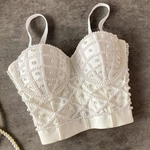 Bustier Blanco con Perlas
